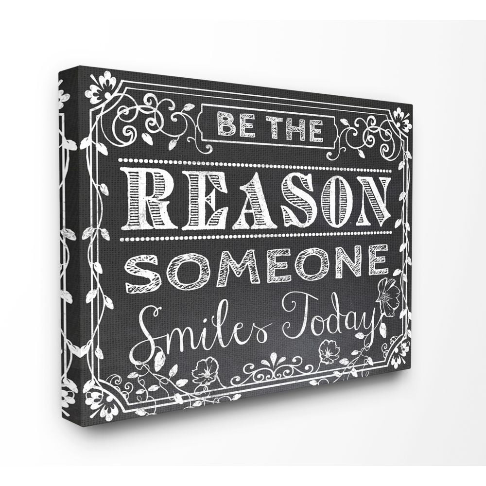 Stupell Industries Black and White Inspirational Word Chalk Drawing Design Super Canvas Wall Art by ALI Chris