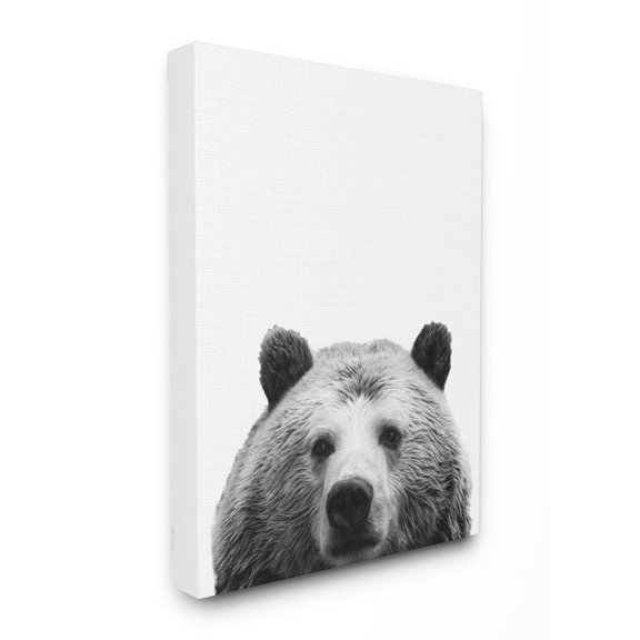 Stupell Industries Black and White Large Bear Head Animal Design Canvas Wall Art by SD Graphics Studio