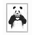 thumbnail image 1 of Stupell Industries Black and White Panda Bear Making a Heart Ink Illustration Framed Wall Art by Balazs Solti, 1 of 1