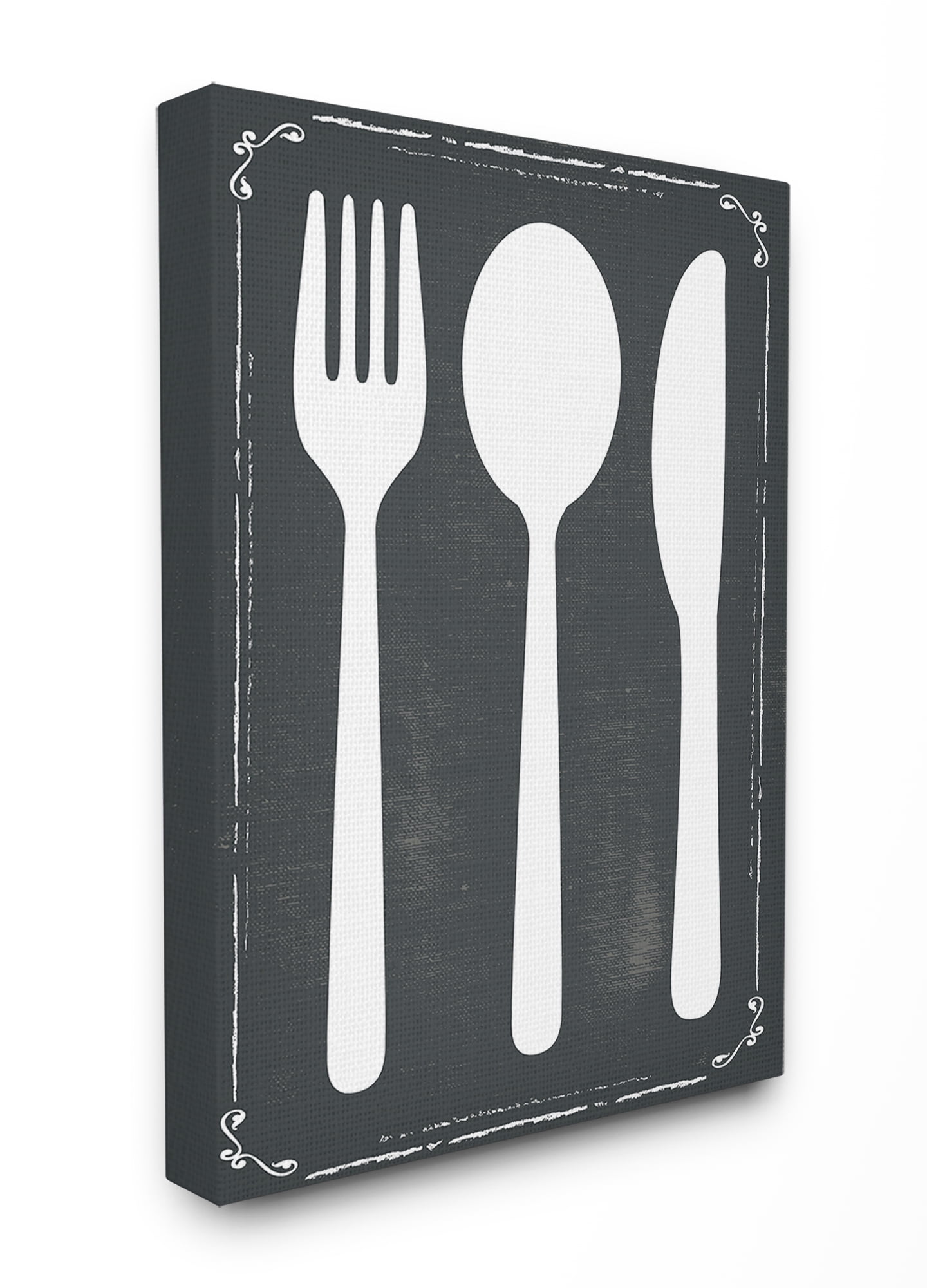 Stupell Industries Black and White Utensils Silhouette Novelty Painting Gallery Wrapped Canvas Art Print Wall Art, 30 x 40