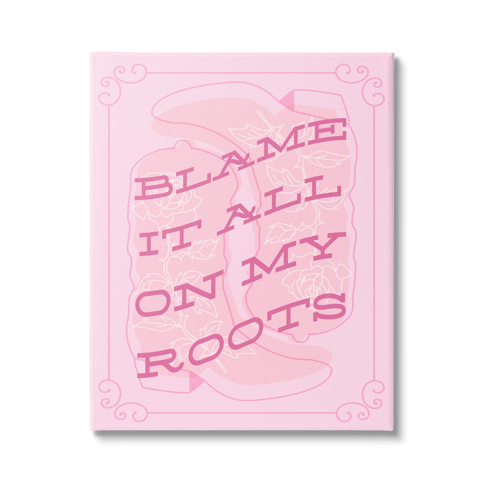 Stupell Industries Blame on My Roots Phrase Typography Painting Gallery Wrapped Canvas Art Print Wall Art, 16 x 20