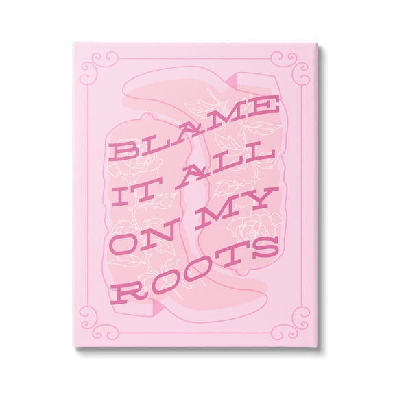 Stupell Industries Blame on My Roots Phrase Typography Painting Gallery Wrapped Canvas Art Print Wall Art, 16 x 20
