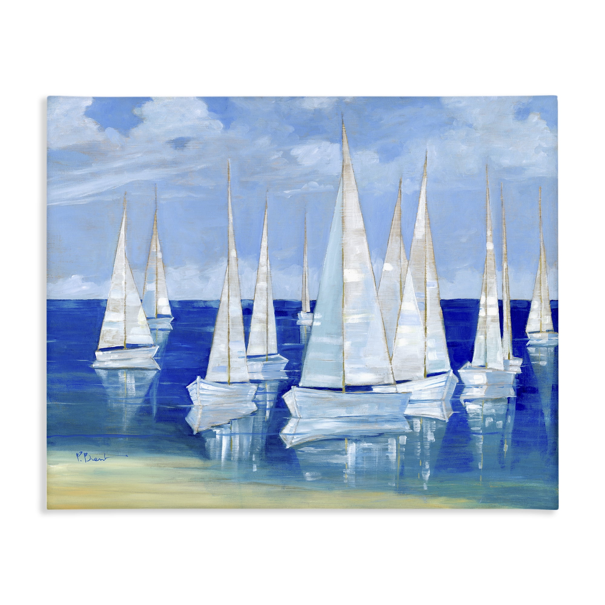 Stupell Industries Blanco Beach Sailboats Canvas Wall Art, design by Paul Brent