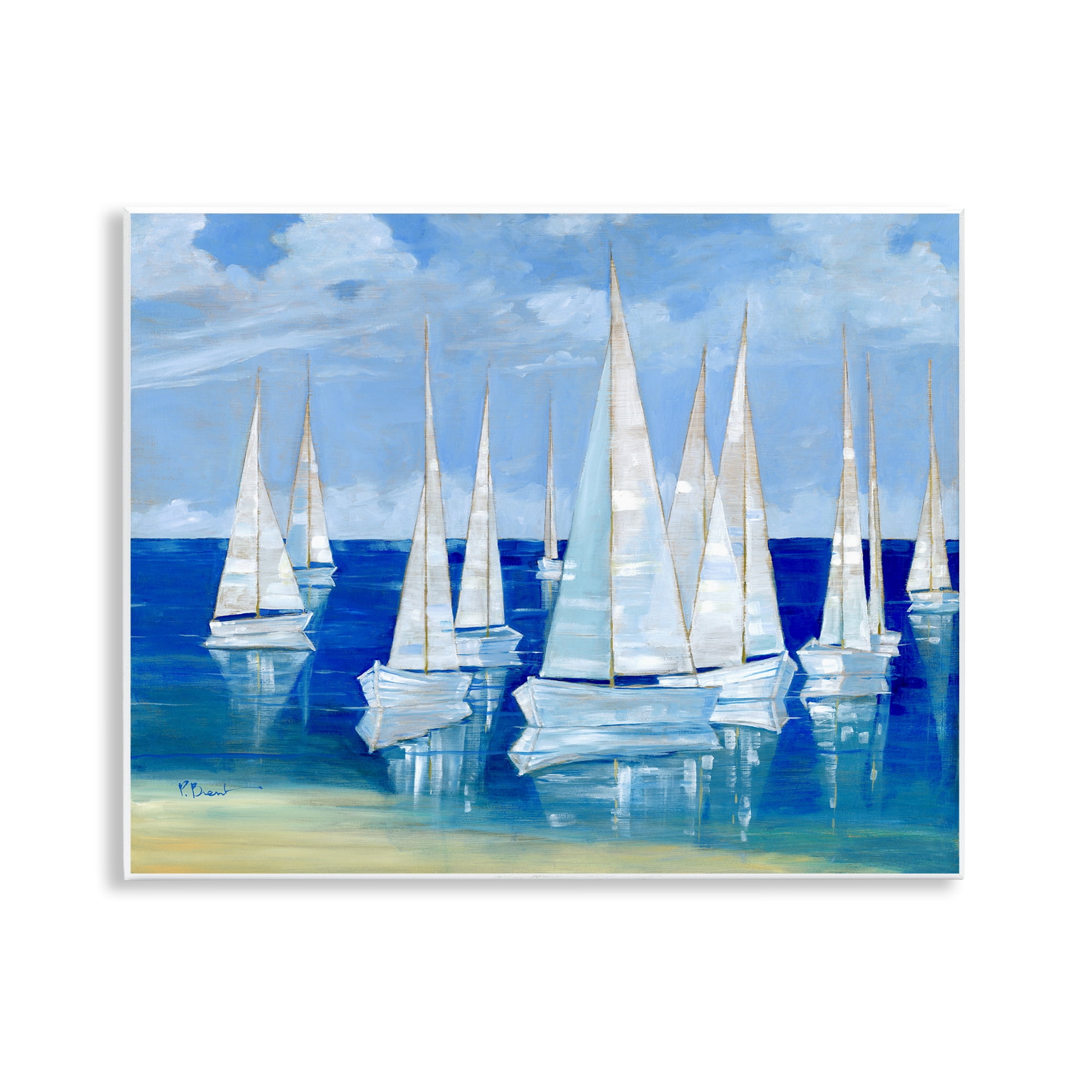 Stupell Industries Blanco Beach Sailboats Wall Plaque Art, design by Paul Brent