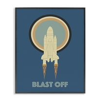 Stupell Industries Blast Off Vintage Rocket Transportation Painting Black Framed Art Print Wall Art, 11 x 14