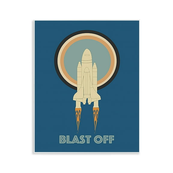 Stupell Industries Blast Off Vintage Rocket Transportation Painting Unframed Art Print Wall Art, 11 x 14