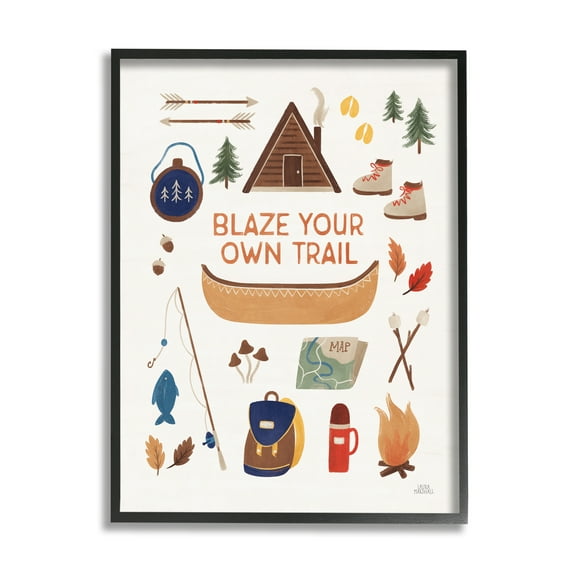 Stupell Industries Blaze Your Own Trail Phrase Typography Painting Black Framed Art Print Wall Art, 11 x 14
