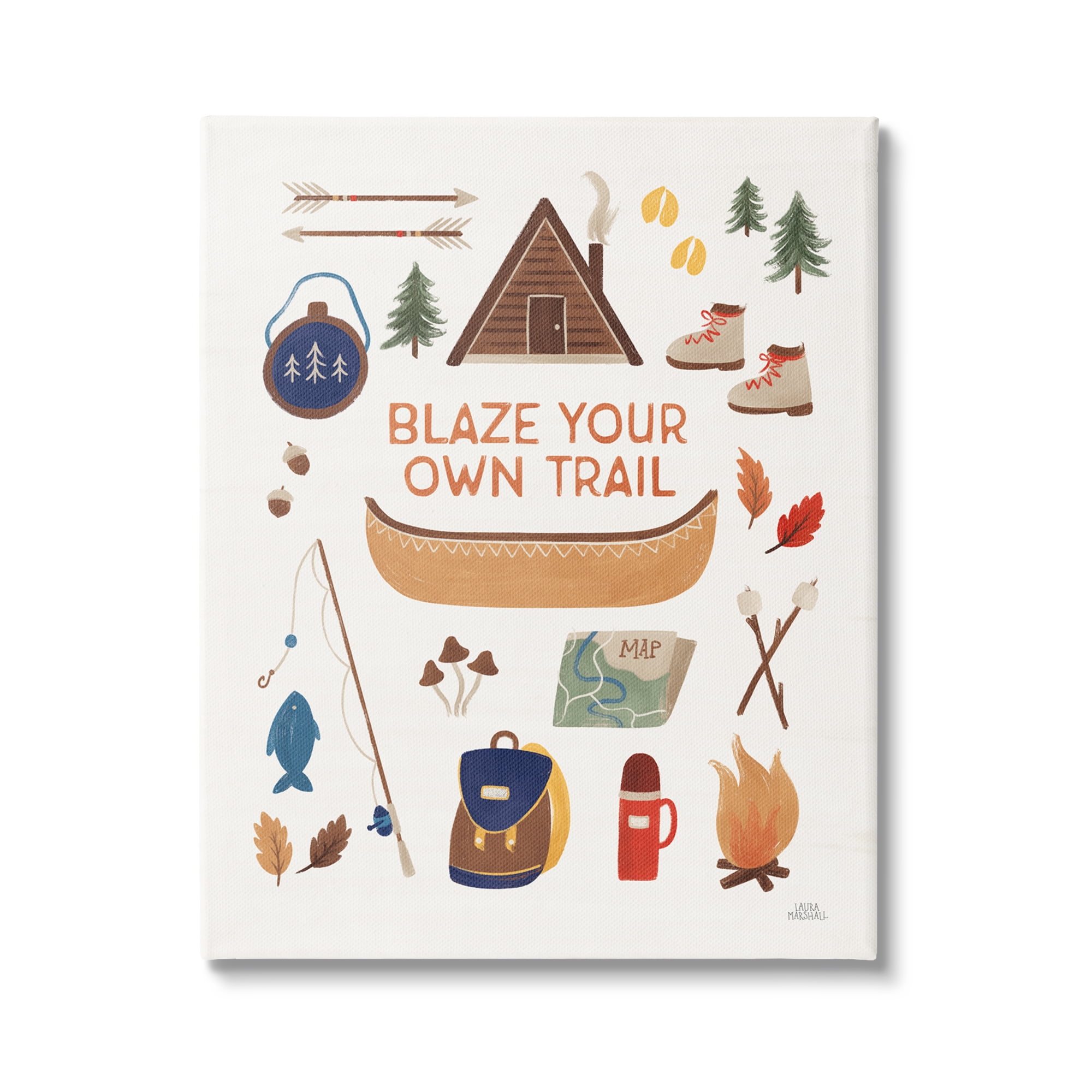 Stupell Industries Blaze Your Own Trail Phrase Typography Painting Gallery Wrapped Canvas Print Wall Art, 16 x 20