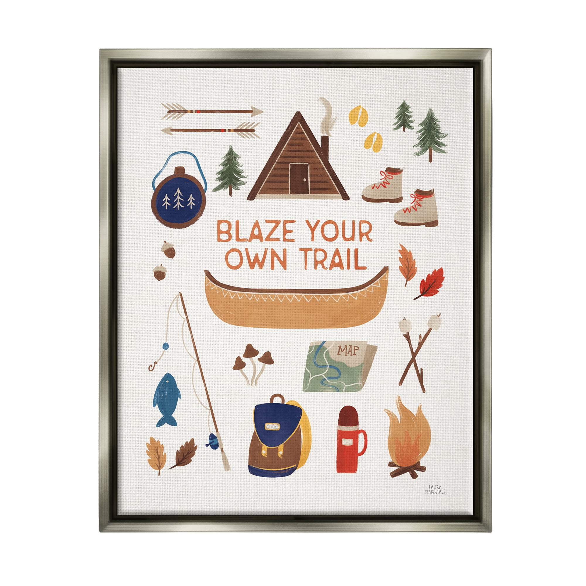 Stupell Industries Blaze Your Own Trail Phrase Typography Painting Gray Floater Framed Art Print Wall Art, 25 x 31