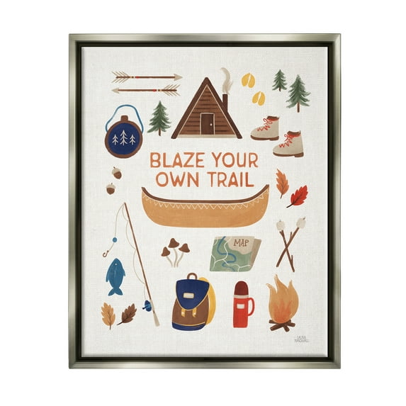 Stupell Industries Blaze Your Own Trail Phrase Typography Painting Gray Floater Framed Art Print Wall Art, 25 x 31