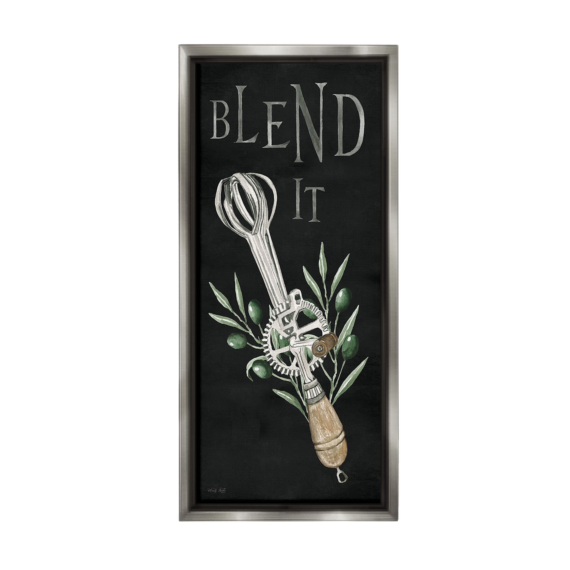 Stupell Industries Blend It Vintage Kitchen Food & Beverage Painting Gray Floater Framed Canvas Art Print Wall Art, 14 x 31