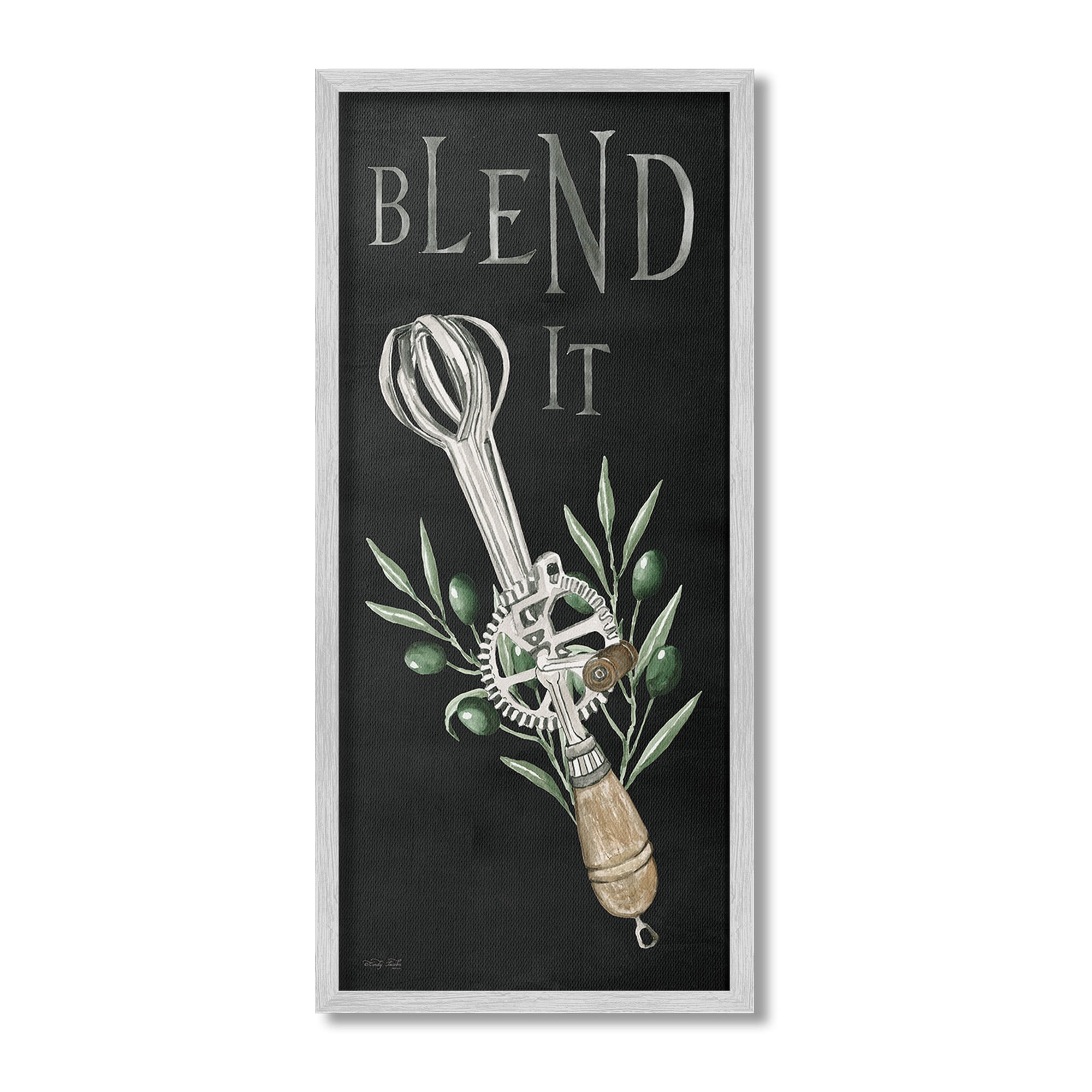 Stupell Industries Blend It Vintage Kitchen Food & Beverage Painting Gray Framed Art Print Wall Art, 10 x 24