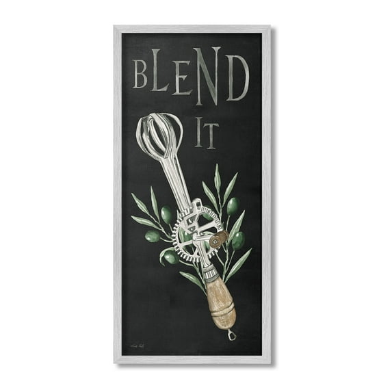 Stupell Industries Blend It Vintage Kitchen Food & Beverage Painting Gray Framed Art Print Wall Art, 13 x 30