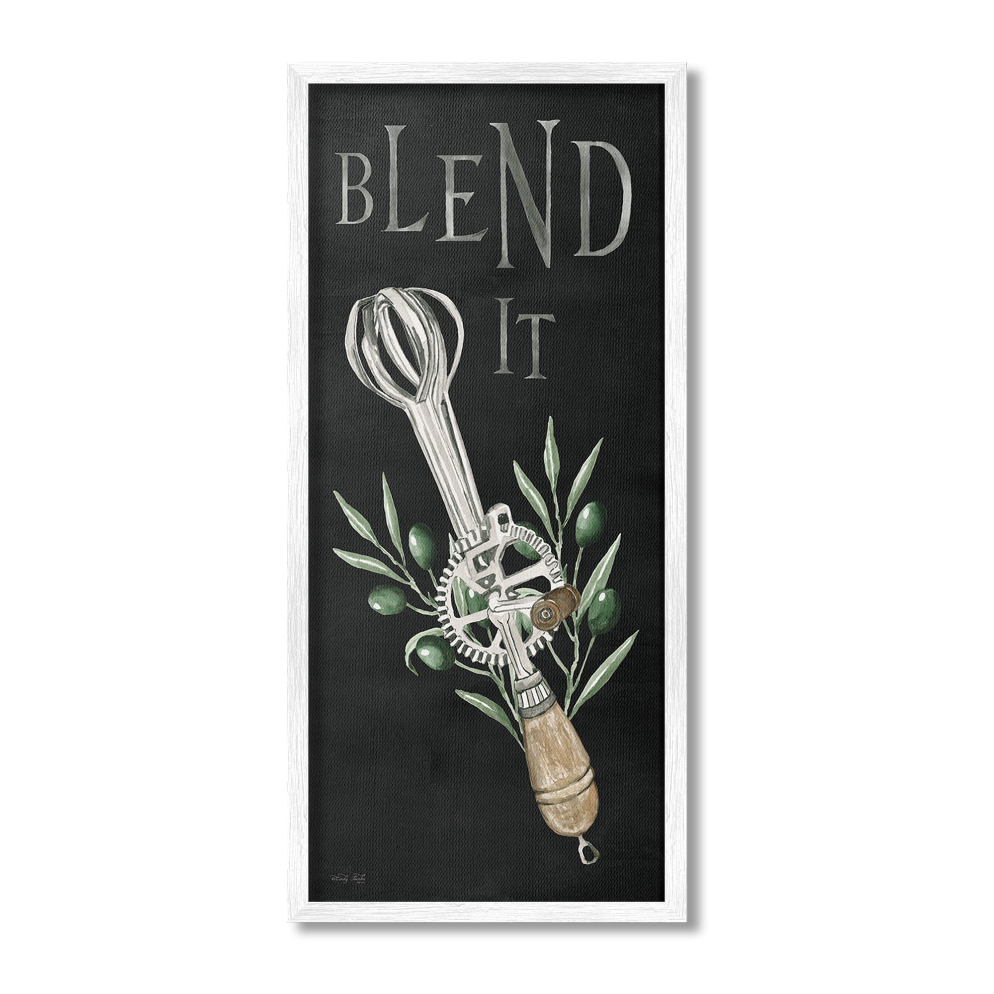 Stupell Industries Blend It Vintage Kitchen Food & Beverage Painting White Framed Art Print Wall Art, 10 x 24