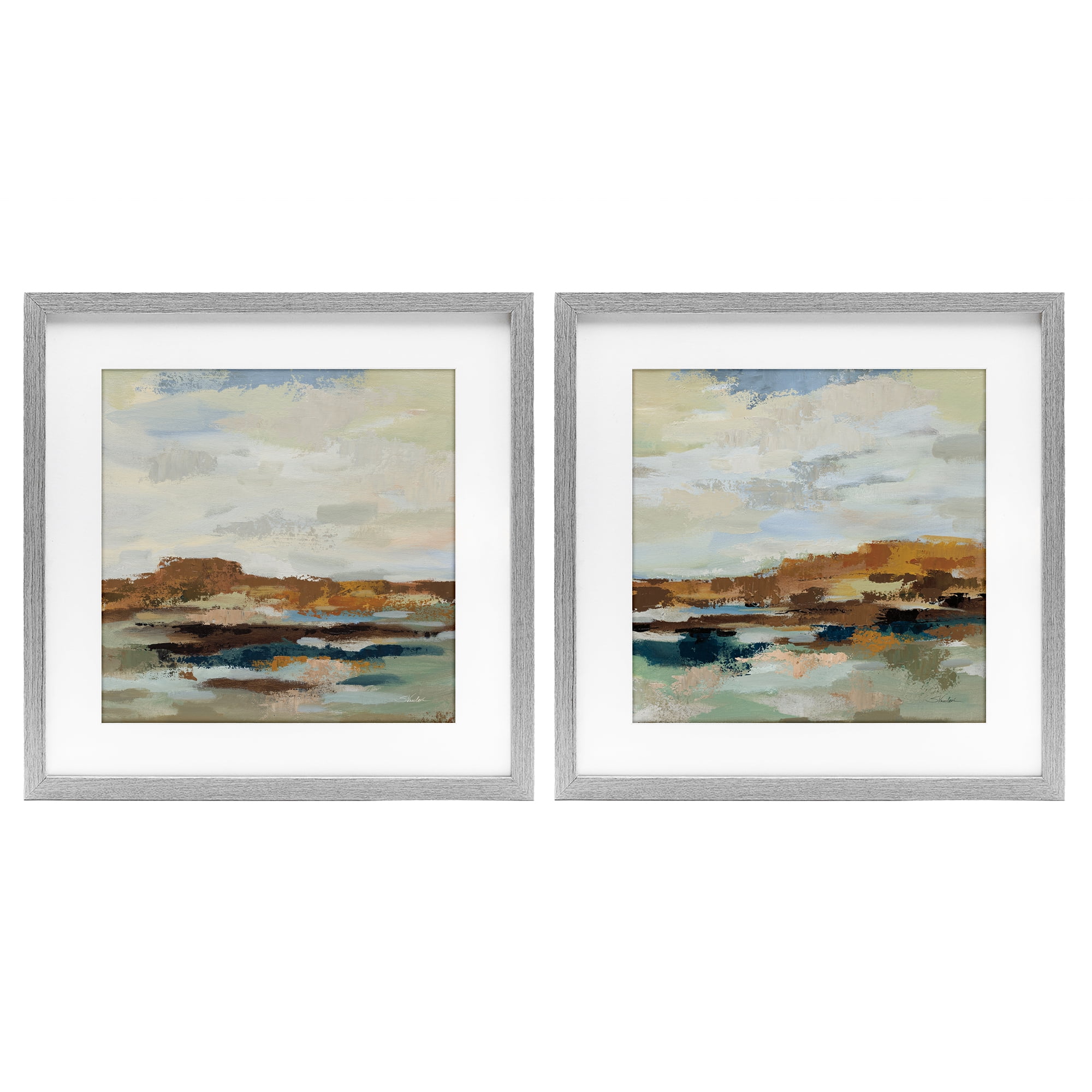 Stupell Industries Blended American West Atmosphere 2 Piece Gray Framed Print Under Glass Set, design by Silvia Vassileva
