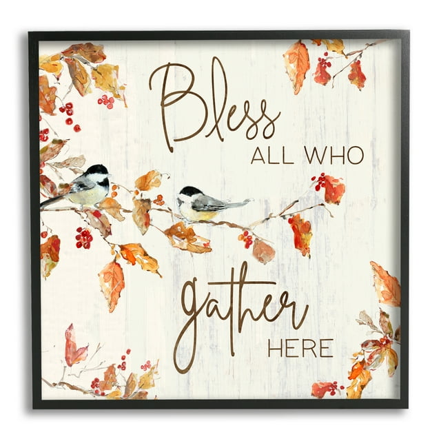 Stupell Industries Bless All Who Gather Here Autumn Tree Birds, 17 x 30, Design by Sally Swatland