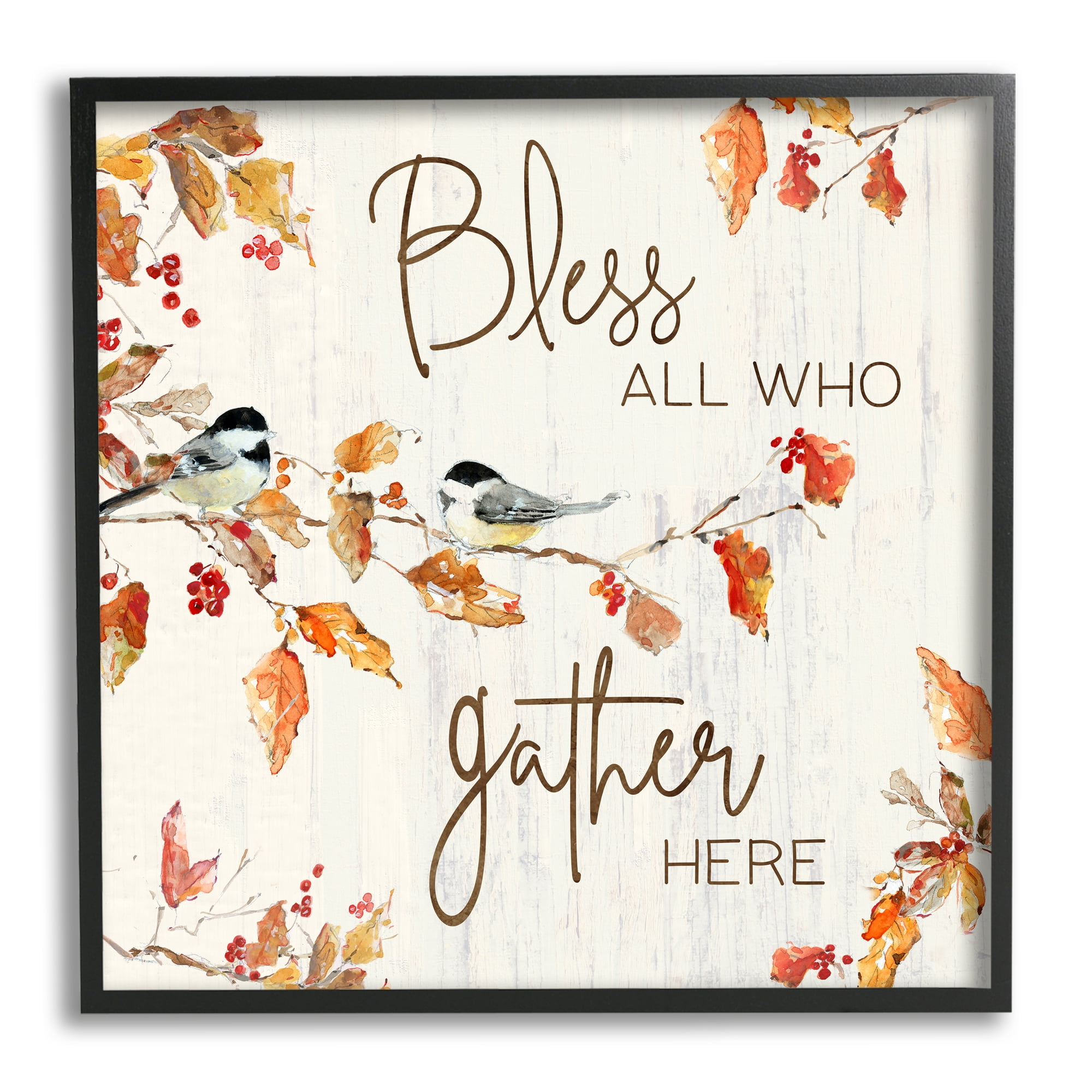 Stupell Industries Bless All Who Gather Here Autumn Tree Birds, 24 x 24, Design by Sally Swatland