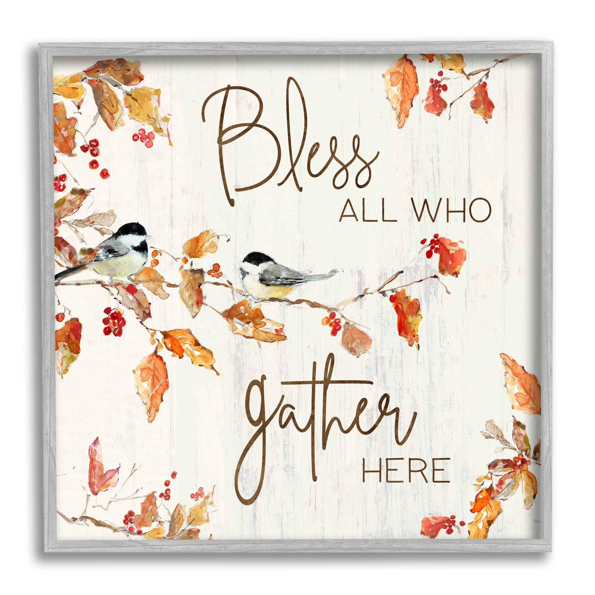 Stupell Industries Bless All Who Gather Here Autumn Tree Birds, 24 x 24, Design by Sally Swatland