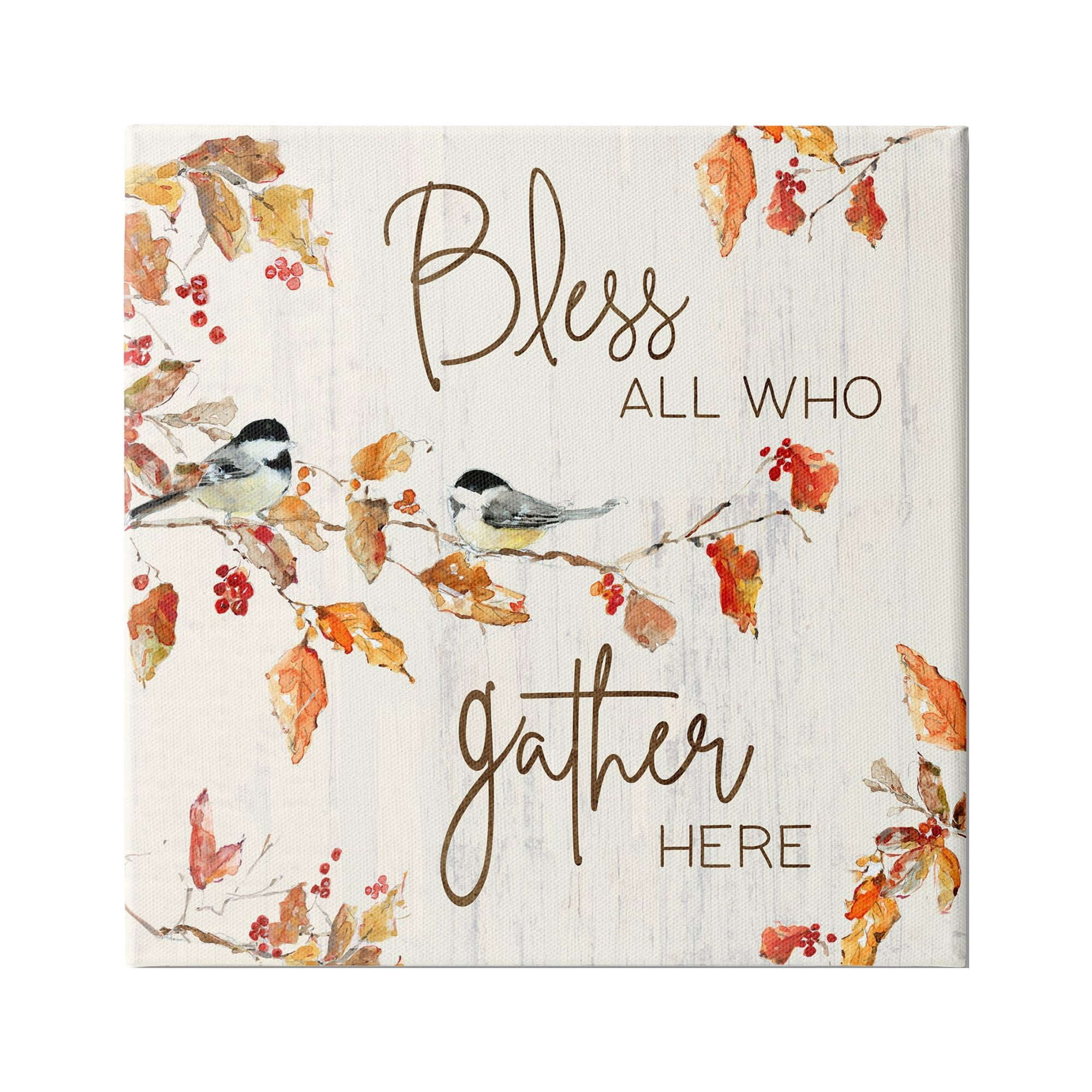 Stupell Industries Bless All Who Gather Here Autumn Tree Birds, 36 x 36, Design by Sally Swatland