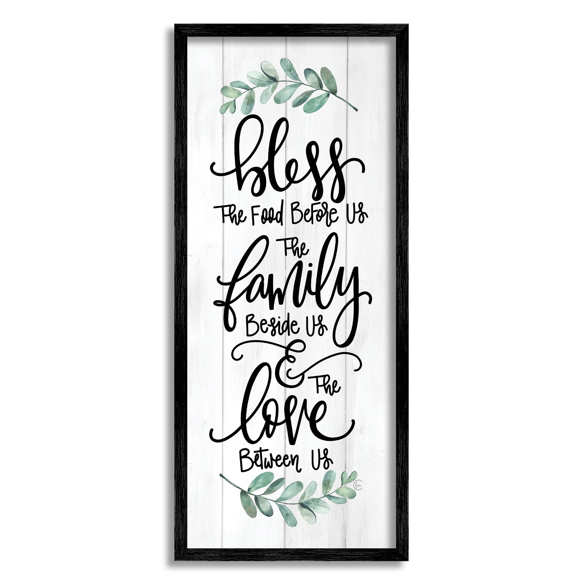Stupell Industries Bless This Family Religious Kitchen Phrase Plank Pattern Graphic Art Black Framed Art Print Wall Art, Design by Fearfully Made Creations