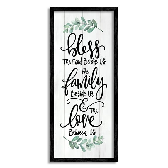 Stupell Industries Bless This Family Religious Kitchen Phrase Plank Pattern Graphic Art Black Framed Art Print Wall Art, Design by Fearfully Made Creations