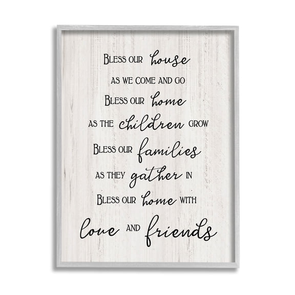 Stupell Industries Bless Our House Family Phrase Graphic Art Gray Framed Art Print Wall Art, Design by CAD Designs