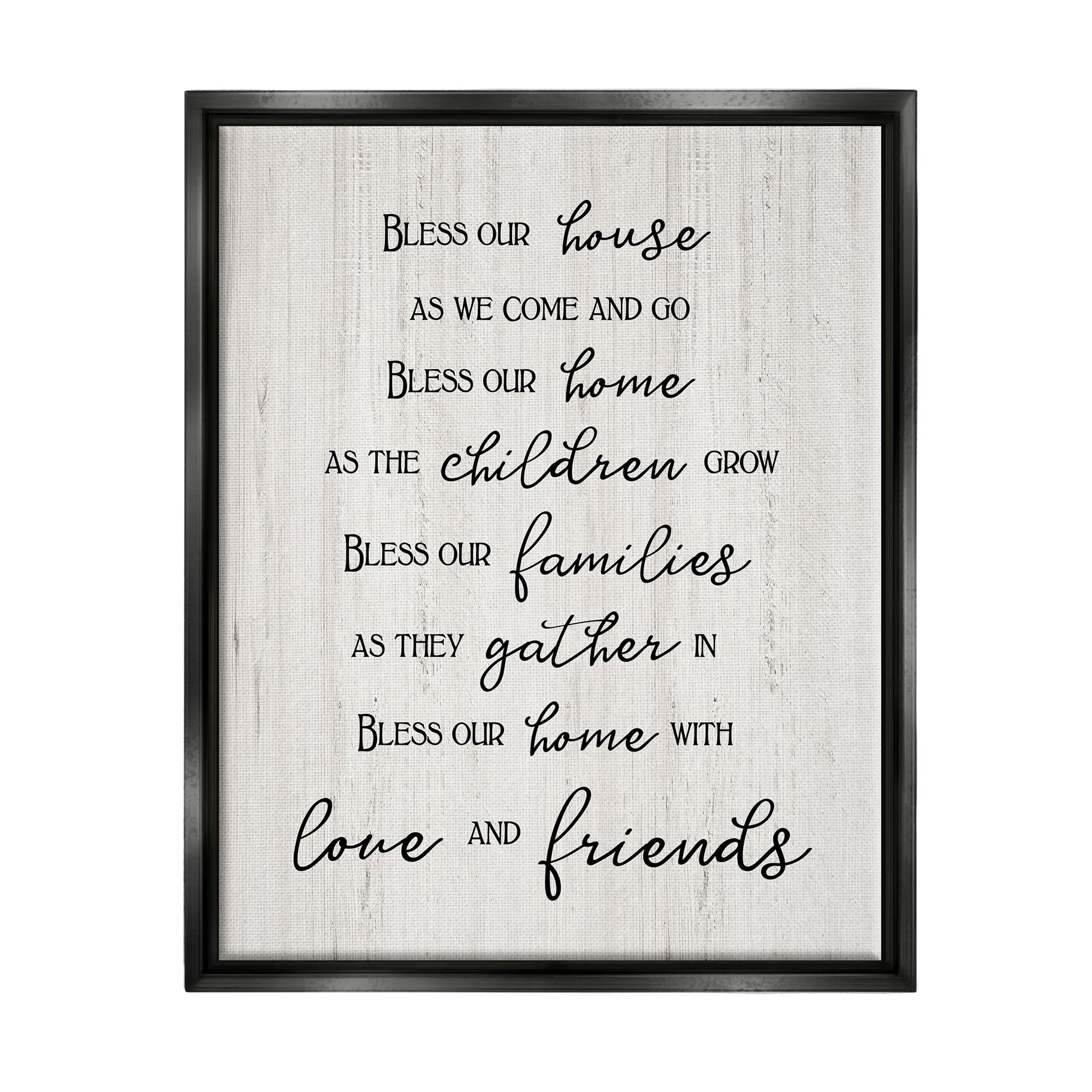 Stupell Industries Bless Our House Family Phrase Graphic Art Jet Black Floating Framed Canvas Print Wall Art, Design by CAD Designs