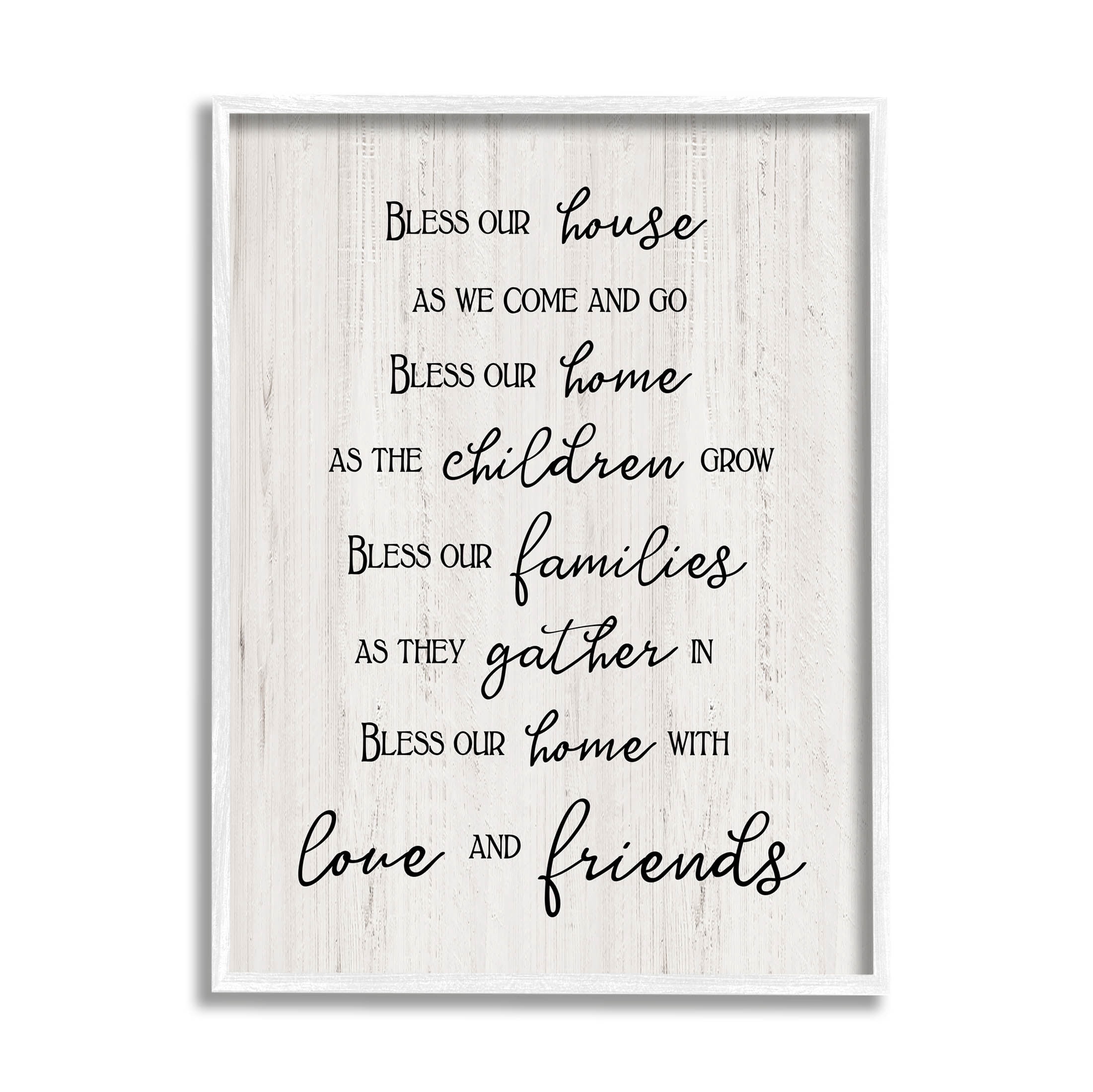 Stupell Industries Bless Our House Family Phrase Graphic Art White Framed Art Print Wall Art, Design by CAD Designs