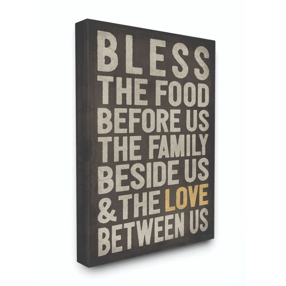 Stupell Industries Bless The Food Kitchen Dining Room Textured Word Design Canvas Wall Art by Stephanie Workman Marrott
