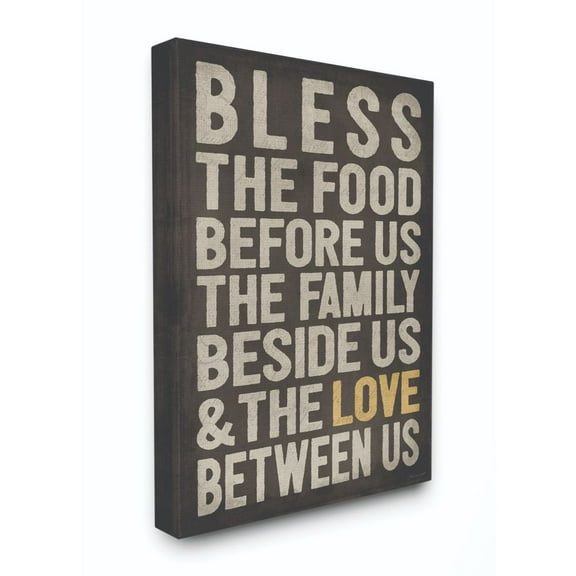 Stupell Industries Bless The Food Kitchen Dining Room Textured Word Design Canvas Wall Art by Stephanie Workman Marrott