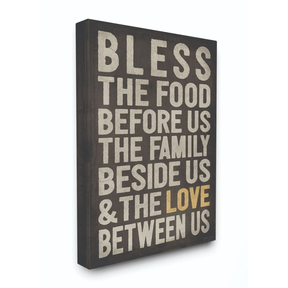 Stupell Industries Bless The Food Kitchen Dining Room Textured Word Design Super Canvas Wall Art by Stephanie Workman Marrott
