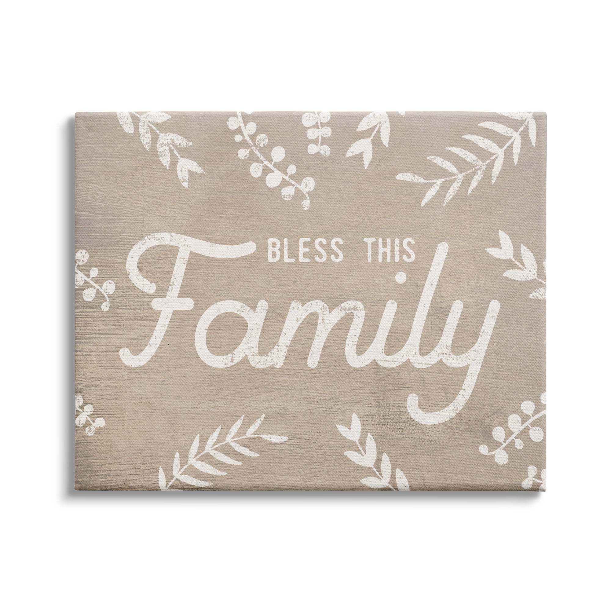 Stupell Industries Bless This Family Country Sentiment Plant Silhouette Border, 20 x 16,Design by Daphne Polselli