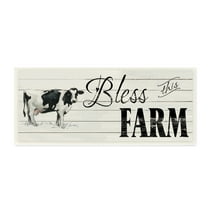 Stupell Industries Bless This Farm Sentiment Traditional Dairy Cow Religious Painting Unframed Art Print Wall Art, 7 x 17