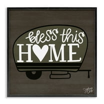 Stupell Industries Bless This Home Camper Text & Numbers Painting Black Framed Art Print Wall Art, 12 x 12