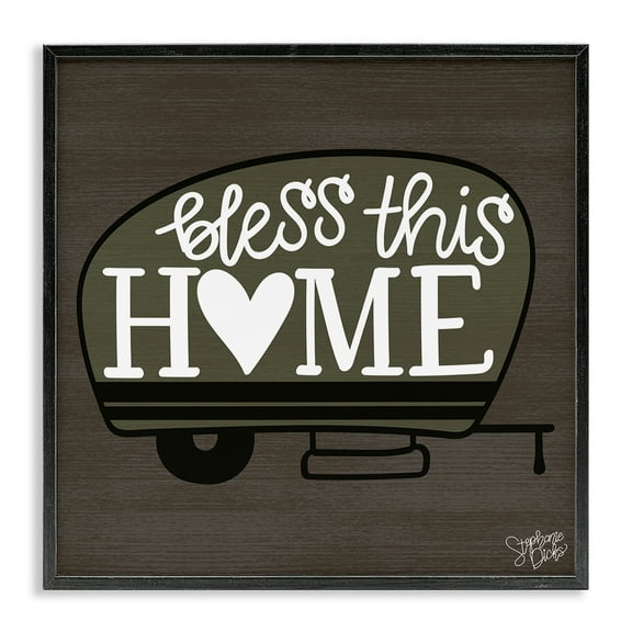 Stupell Industries Bless This Home Camper Text & Numbers Painting Black Framed Art Print Wall Art, 12 x 12