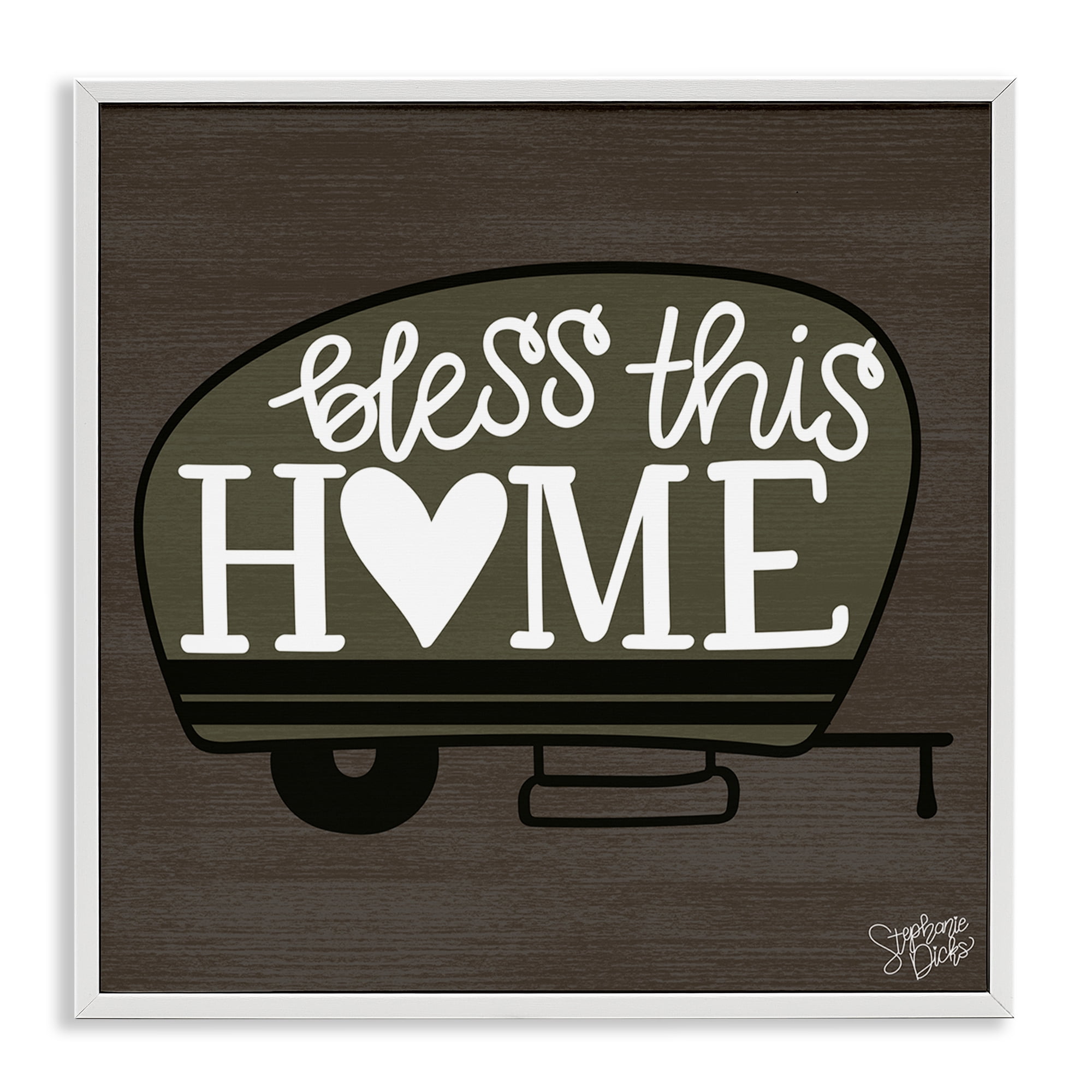 Stupell Industries Bless This Home Camper Text & Numbers Painting White Framed Art Print Wall Art, 17 x 17