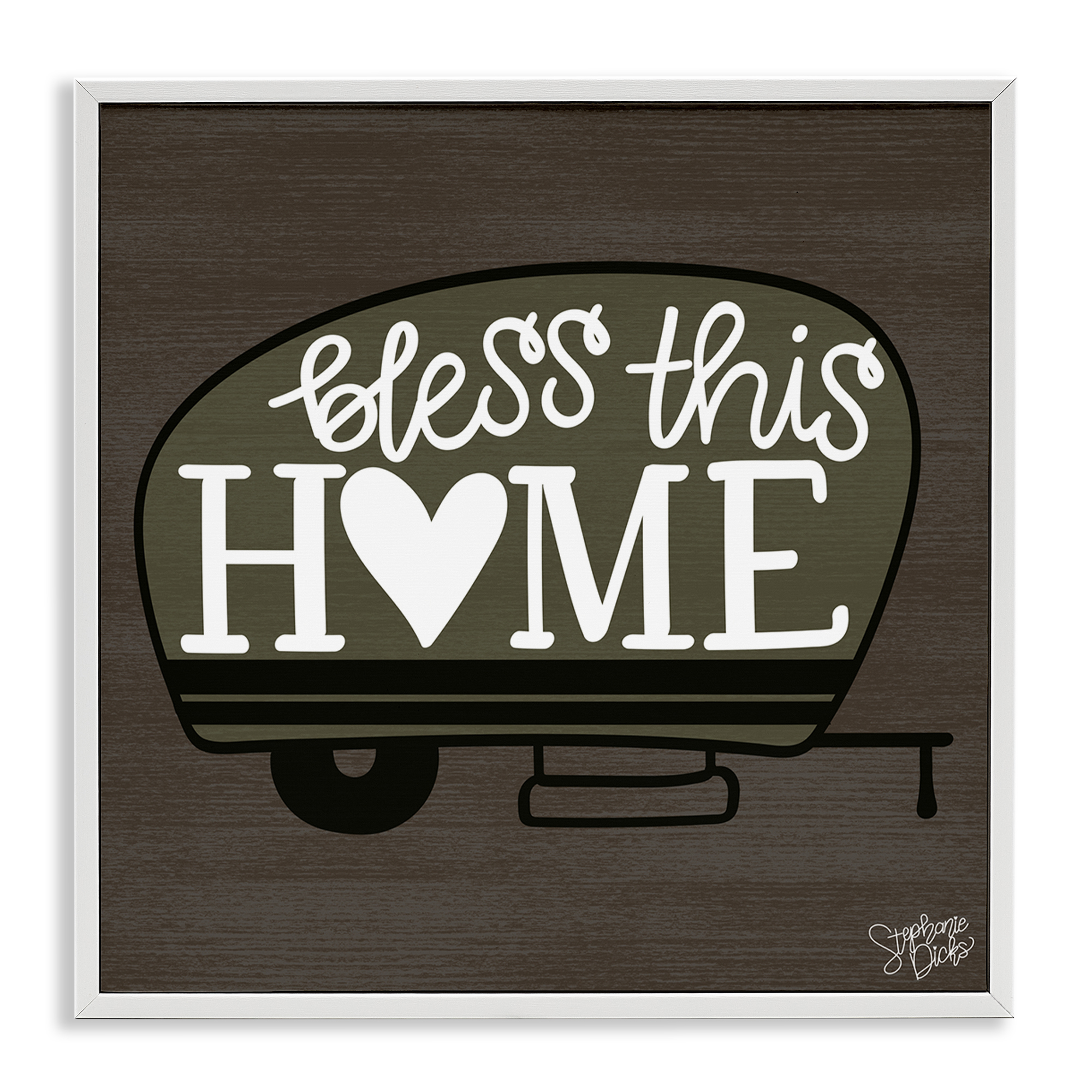 Stupell Industries Bless This Home Camper Text & Numbers Painting White Framed Art Print Wall Art, 24 x 24