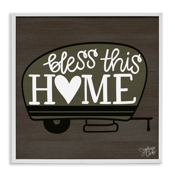 Stupell Industries Bless This Home Camper Text & Numbers Painting White Framed Art Print Wall Art, 24 x 24