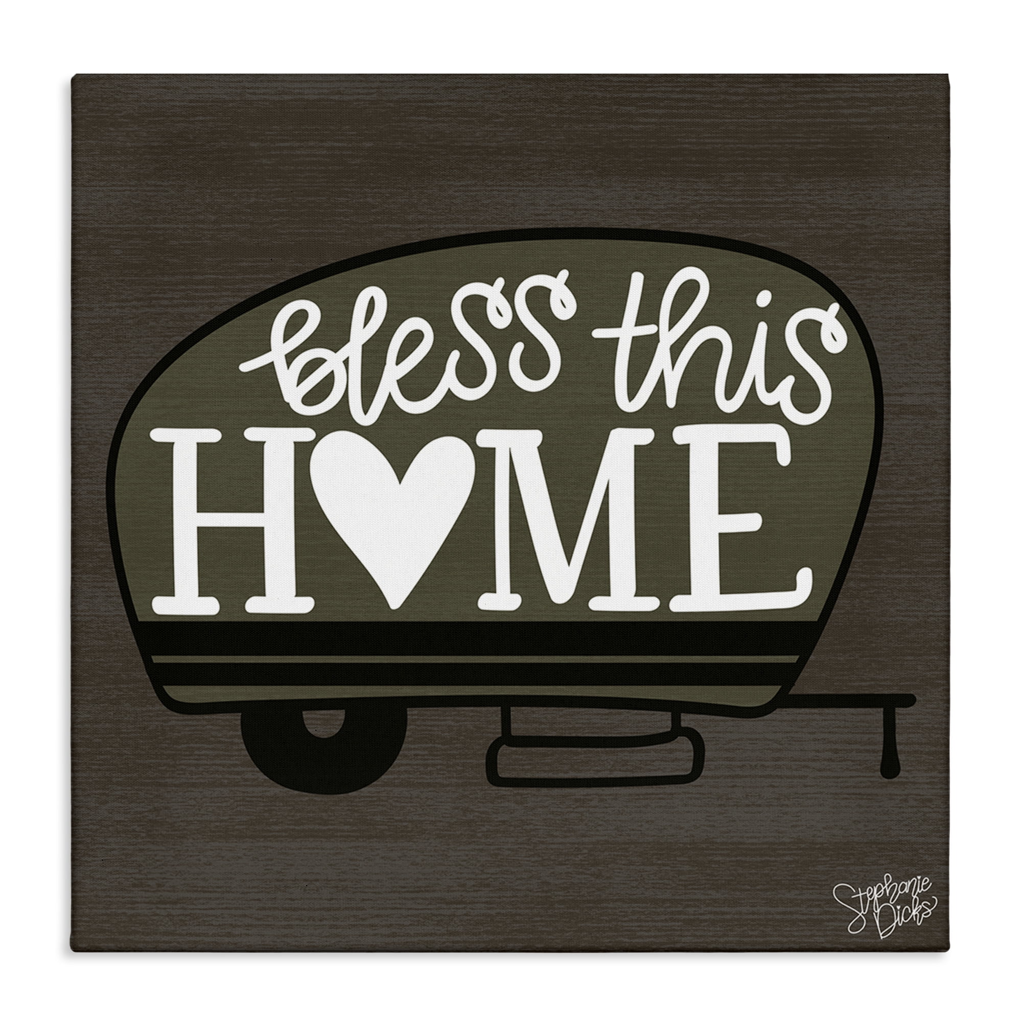 Stupell Industries Bless This Home Camper Text & Numbers Painting Wrapped Canvas Art Print Wall Art, 30 x 30