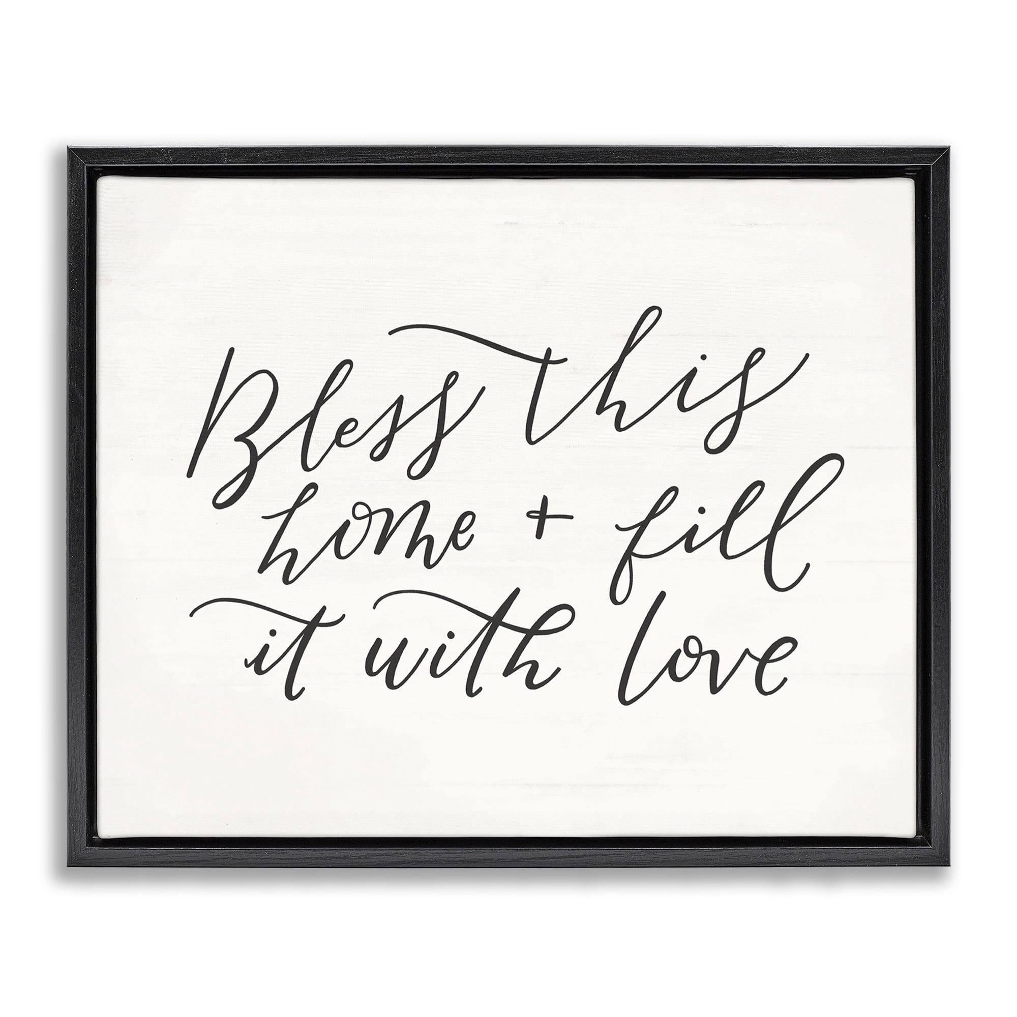 Stupell Industries Bless This Home Typography Inspirational Painting Black Floater Framed Canvas Art Print Wall Art, 31 x 25