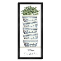 Stupell Industries Bless This Kitchen Stacked Ornate Bowls Succulent Plant Graphic Art Black Framed Art Print Wall Art, Design by Cindy Jacobs
