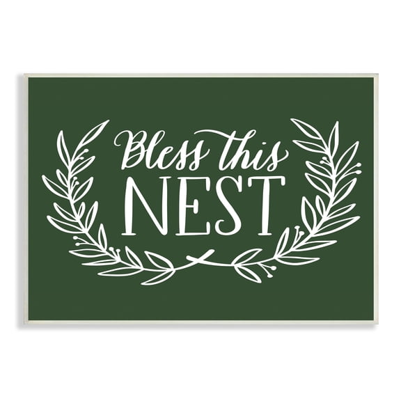 Stupell Industries Bless This Nest Laurel Wreath Crown Foliage,15 x 10, Design by Amanda McGee