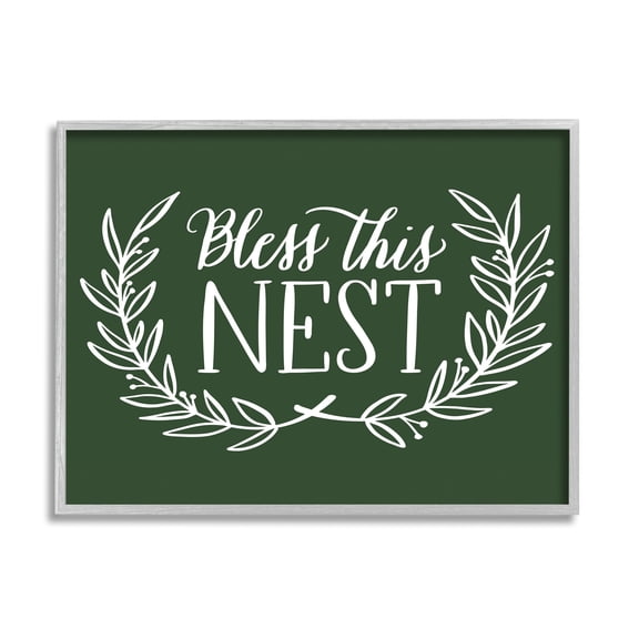 Stupell Industries Bless This Nest Laurel Wreath Crown Foliage,30 x 24, Design by Amanda McGee