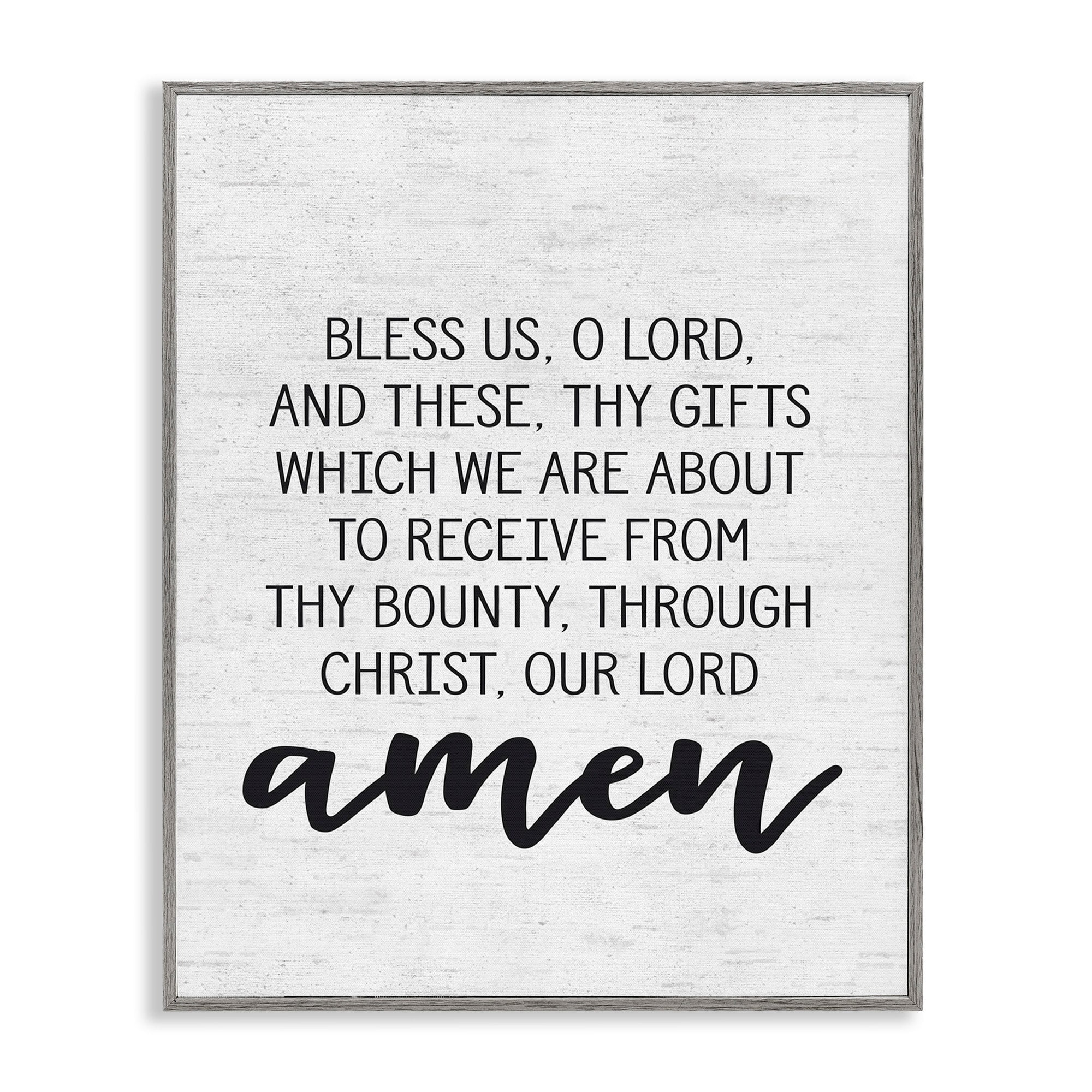 Stupell Industries Bless Us O Lord Before Meal Prayer Subtle Birch Typography, 24 x 30,Design by Lettered and Lined