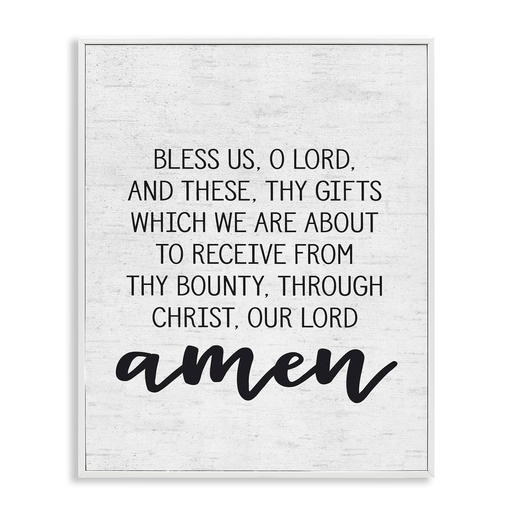 Stupell Industries Bless Us O Lord Before Meal Prayer Subtle Birch Typography, 24 x 30,Design by Lettered and Lined