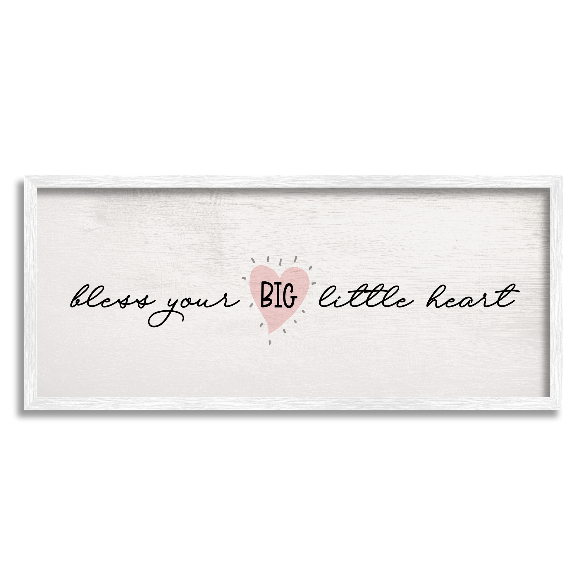 Stupell Industries Bless Your Big Little Heart Phrase Pink Detail Kids Painting White Framed Art Print Wall Art, 13 x 30, Design by Daphne Polselli