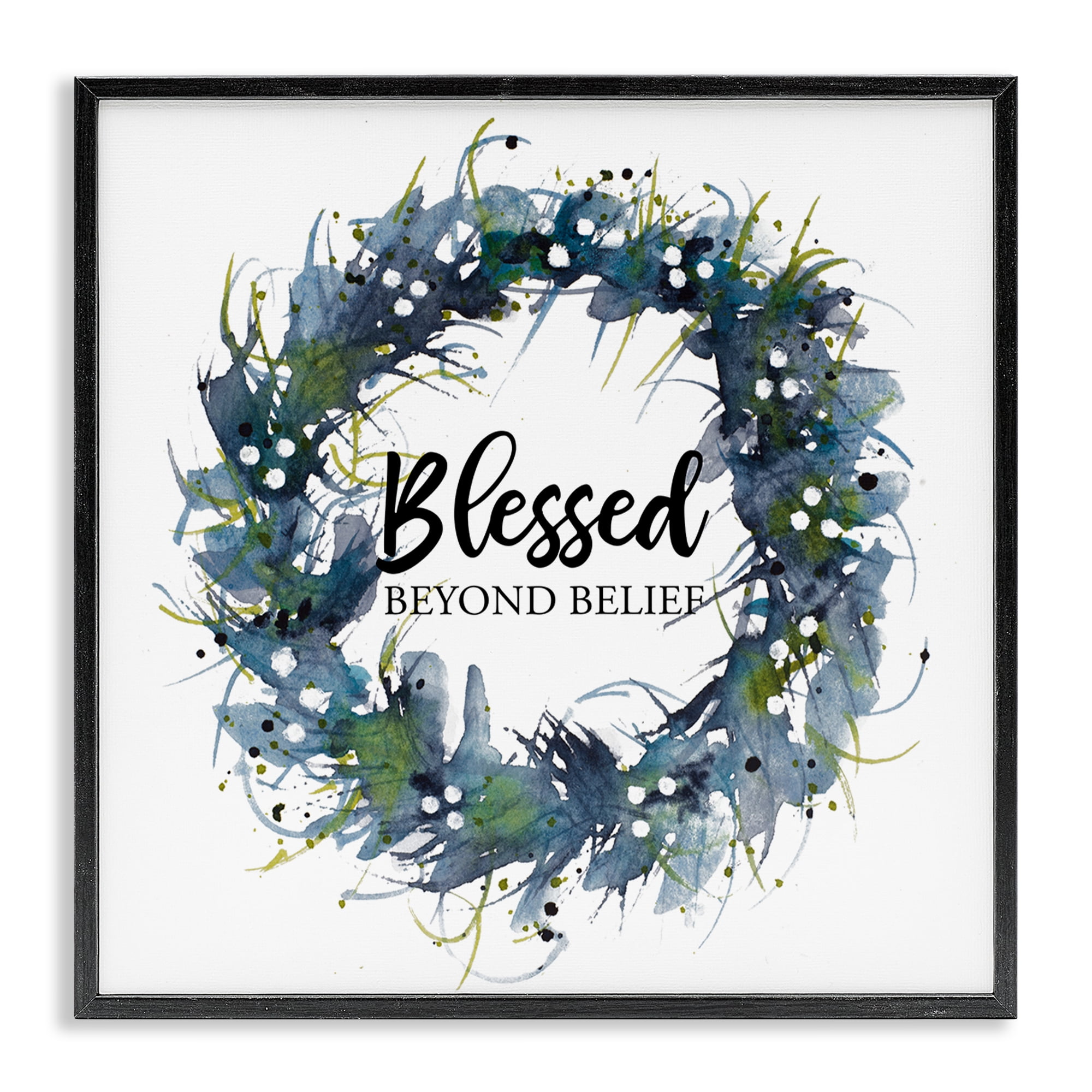 Stupell Industries Blessed Beyond Belief Religious & Spiritual Painting Black Framed Art Print Wall Art, 17 x 17
