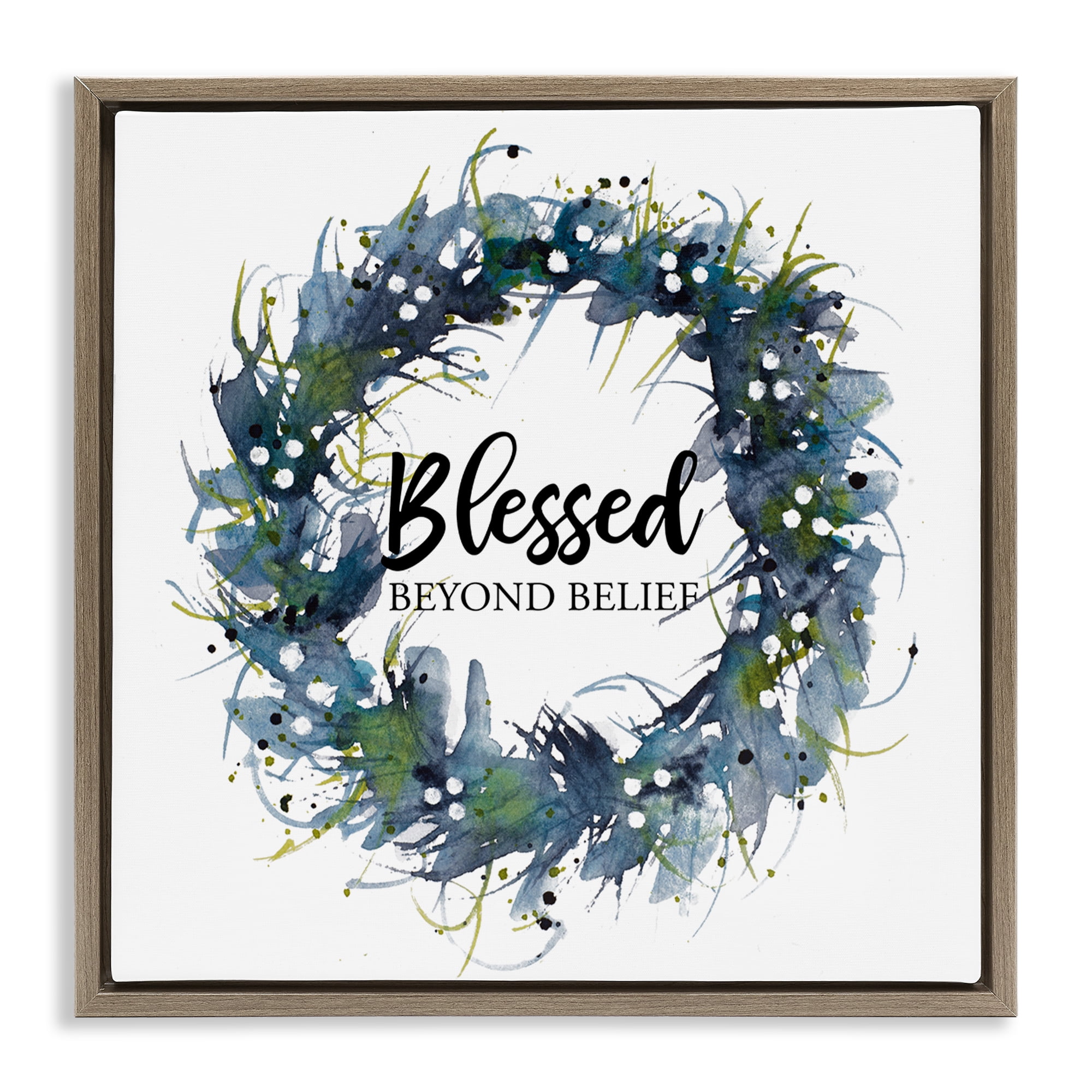 Stupell Industries Blessed Beyond Belief Religious & Spiritual Painting Brown Floater Framed Canvas Art Print Wall Art, 18 x 18