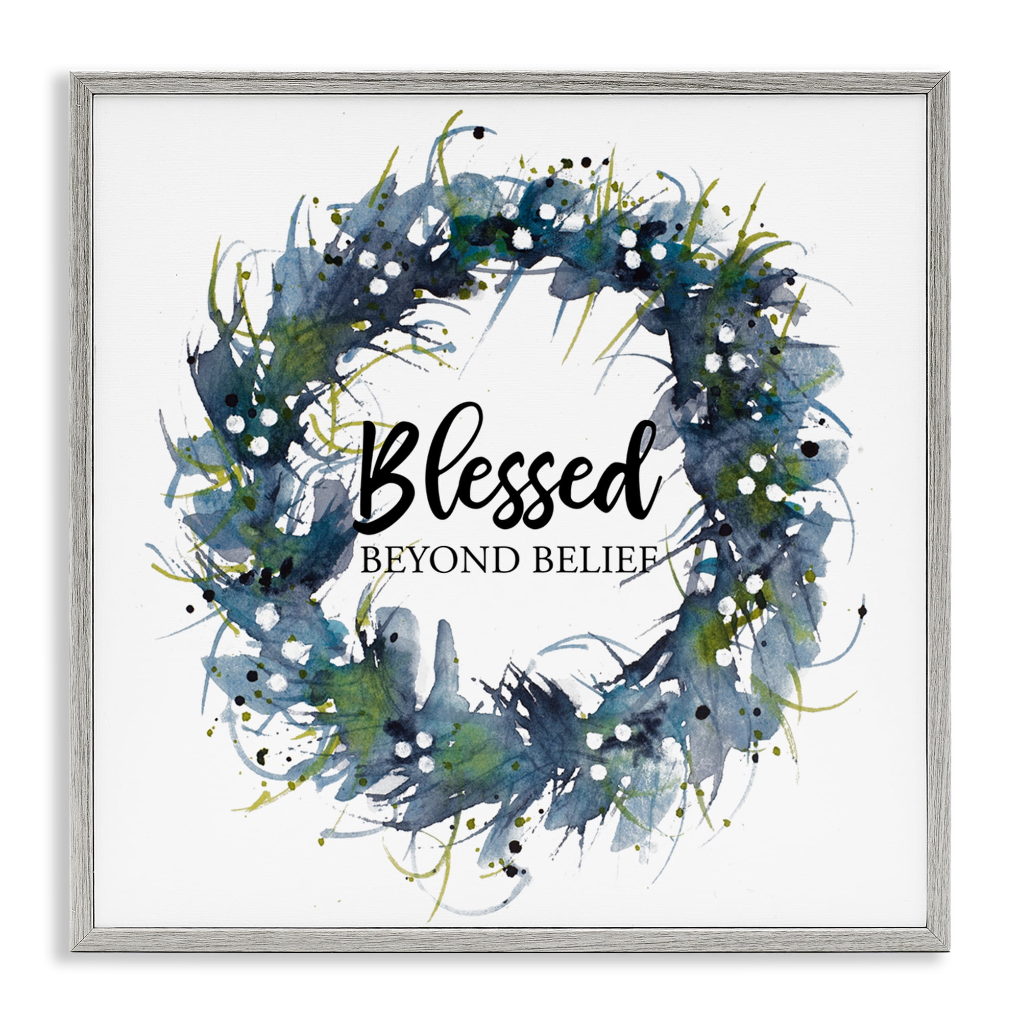 Stupell Industries Blessed Beyond Belief Religious & Spiritual Painting Gray Framed Art Print Wall Art, 12 x 12