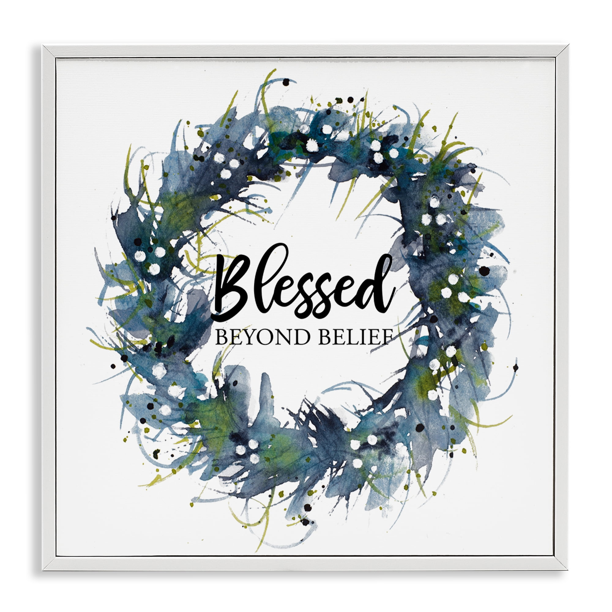 Stupell Industries Blessed Beyond Belief Religious & Spiritual Painting White Framed Art Print Wall Art, 12 x 12